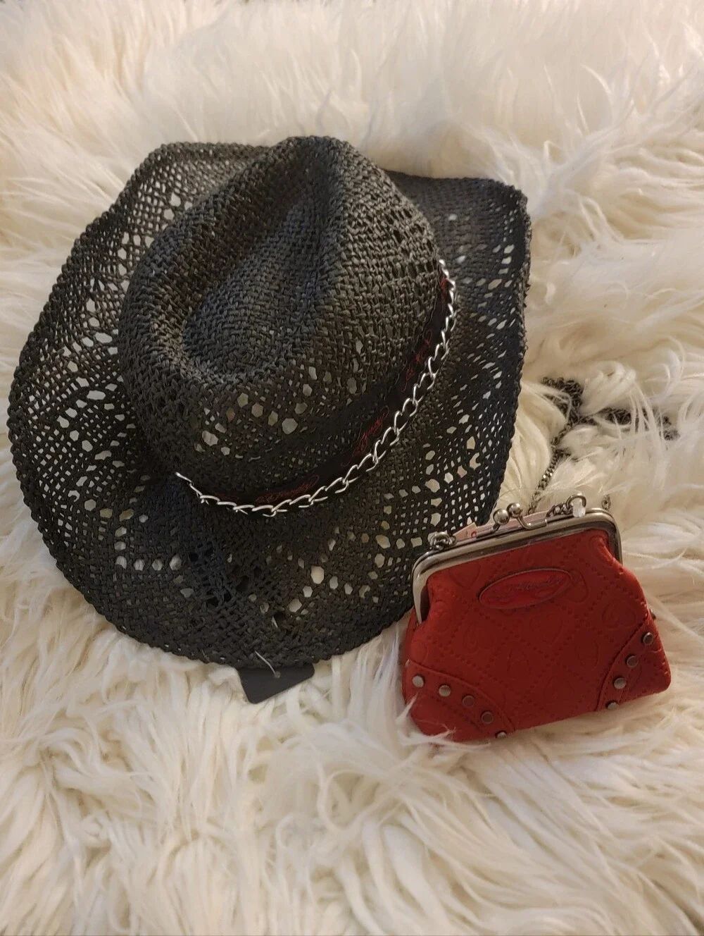 🆕️🤠Ed Hardy Black Straw Cowboy Hat, OS